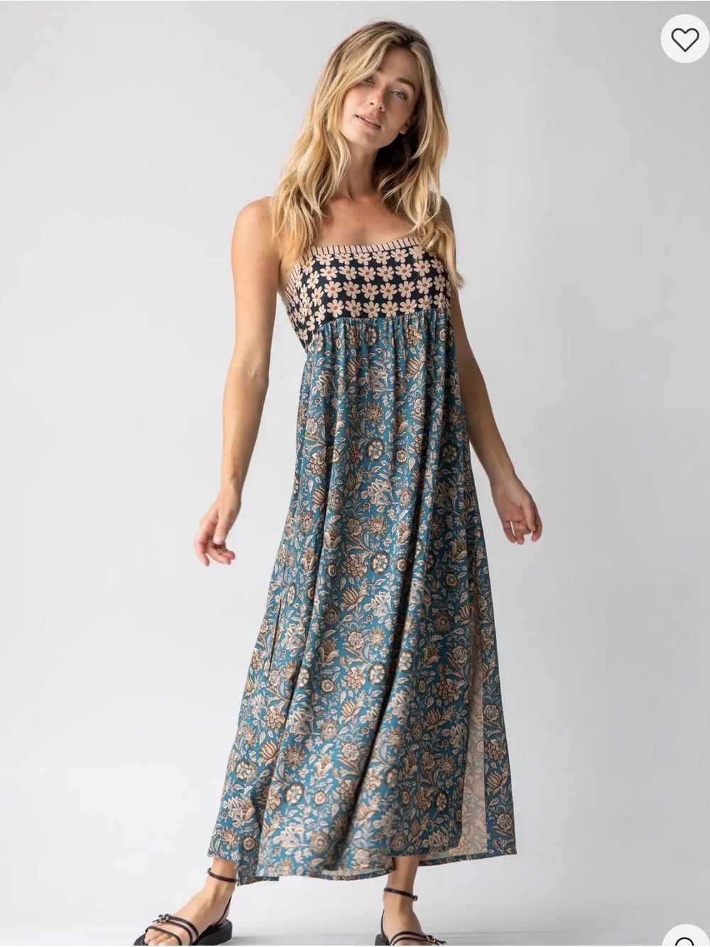 Natural Life Patti Side Slit Maxi Dress Cream Floral Mix SIZE Medium - Picture 1 of 13